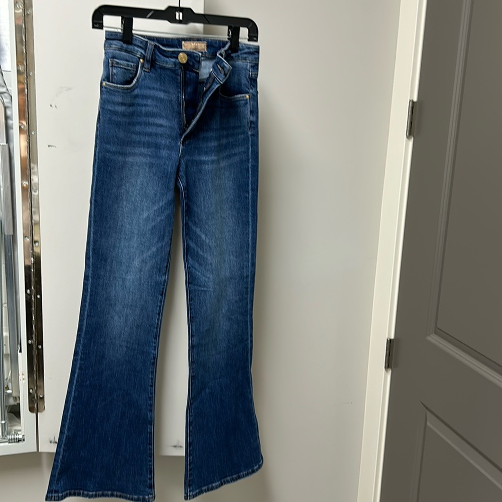 Kut from the Kloth High Rise Flare Jeans - Dark Blue Wash